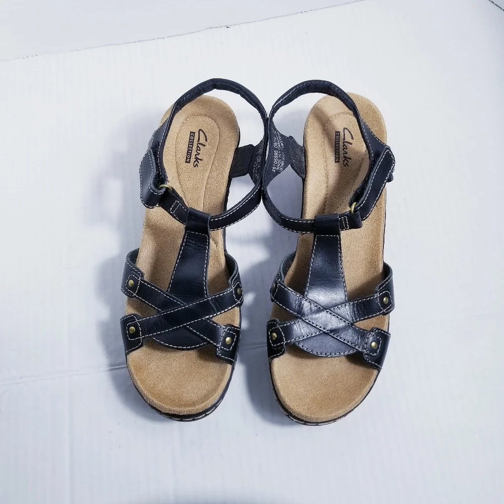 CLARK WOMEN'S DARK BROWN VELCRO SANDALS SIZE 7